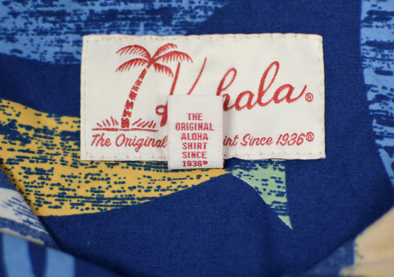 Boy's Vintage Kahala Blue & Orange Hawaiian Fish Short Sleeve Button Up Shirt - M/8