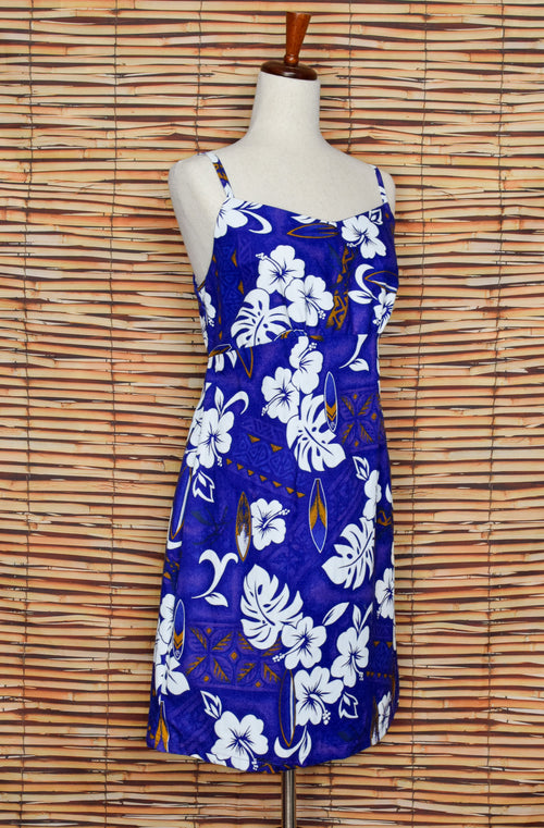 Vintage 70s Purple Floral T Y Hawaiian Sleeveless Dress - XL