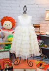 Vintage Girl's Crayon Kids White Layered Ruffle Sleeveless Dress - 18 M