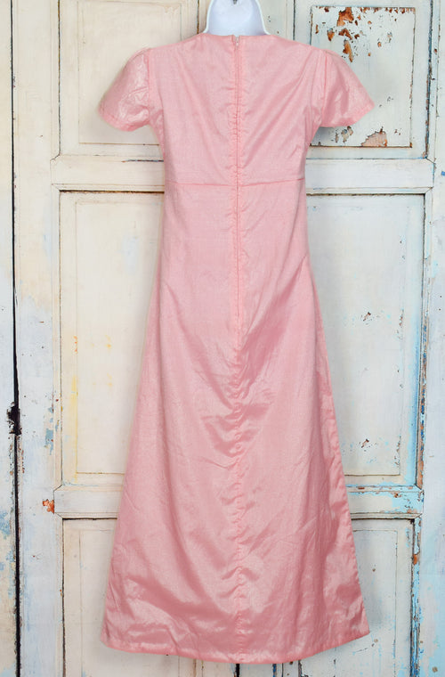 Vintage 50s Pink Short Sleeve Maxi Dress