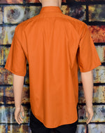 メンズ ヴィンテージ センチュリー センチュリー ヴァン ヒューゼン バーント オレンジ 半袖 ボタンアップ ドレス シャツ