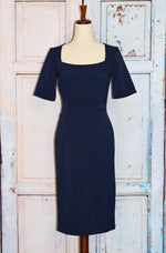 Dark Blue THE PRETTY DRESS COMPANY Back Zip Pencil Dress- UK 8