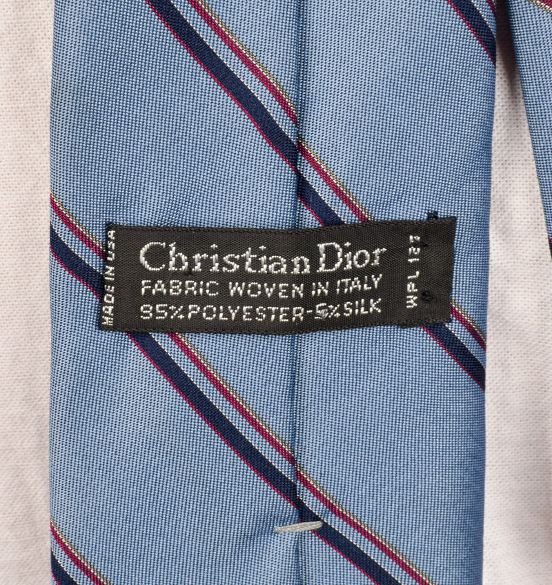 ヴィンテージ Christian Dior ブルー &amp; レッド斜めストライプ ネクタイ