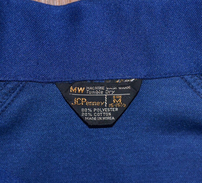 メンズ ヴィンテージ 70年代 JCペニー ダークブルー 半袖ポロ - M