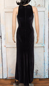 Vintage Jessica McClintock Gunne Sax Black Velvet Rhinestone Halter Maxi Formal Dress - 3/4