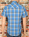 Blue Plaid WRANGLER Western Snap Button Short Sleeve Shirt - S