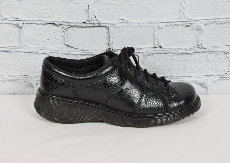 Women's Dr. Martens "Bailey" Black Textured Leather Chunky Work Shoes - US L 9