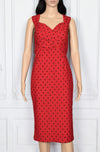 Women's Rock Steady Red Polka-dot Wiggle Pinup Rockabilly Dress- XL