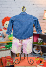 Girl's Wrangler Blue Denim Long Sleeve Snap Button Up Shirt - 3-6 Months