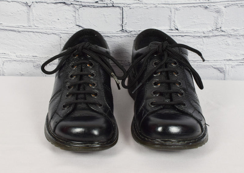 Women's Dr. Martens "Bailey" Black Textured Leather Chunky Work Shoes - US L 9