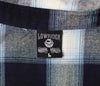 Men's Vintage 90s Lowrider Black & Blue Plaid Flannel Short Sleeve Button Up Shirt - L