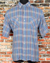 Vintage 70s Blue & Red Plaid CHARLES ALEXANDER Short Sleeve Button Up Shirt