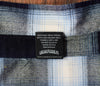 Men's Vintage 90s Lowrider Black & Blue Plaid Flannel Short Sleeve Button Up Shirt - L