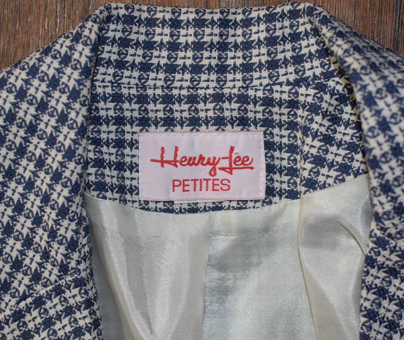 Vintage Women's Henry Lee Petites Blue Geometric 2pc. Skirt Suit Set - 6P