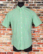 Green Checkered BROOKS BROTHERS Button Down Short Sleeve Shirt - L