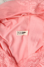 Vintage 80s Pink SHADOWLINE Embroidered Rose Button Nightgown - M
