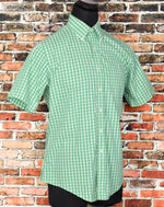 Green Checkered BROOKS BROTHERS Button Down Short Sleeve Shirt - L