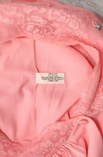 Vintage 80s Pink SHADOWLINE Embroidered Rose Button Nightgown - M