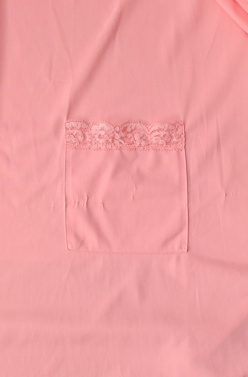 Vintage 80s Pink SHADOWLINE Embroidered Rose Button Nightgown - M