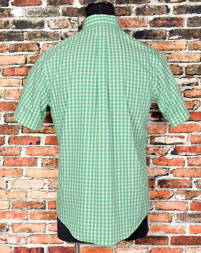 Green Checkered BROOKS BROTHERS Button Down Short Sleeve Shirt - L