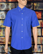 Men's Vintage 90s Ralph Lauren Blue Short Sleeve Button Down Shirt - L