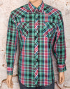 Vintage Red & Green Plaid MARGUCCI Western Snap Button Long Sleeve Shirt - L