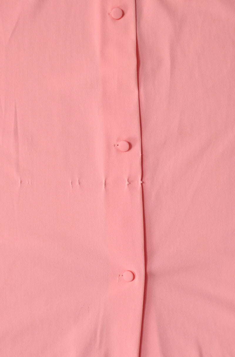 Vintage 80s Pink SHADOWLINE Embroidered Rose Button Nightgown - M