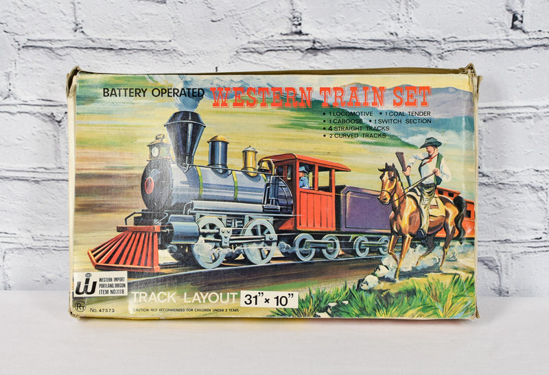 Vintage Battery Operated Western Train Set w/ Original Box