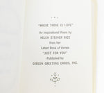 Vintage 50s "WHERE THERE IS LOVE" by Helen Steiner Rice -  Miniature Poetry Greeting Book