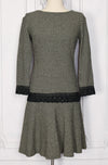 Vintage 60s Black White Houndstooth SABETH OF CALIFORNIA Drop Waist Dress - 9