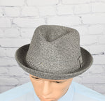 Men's Bailey of Hollywood BREED "What's on your mind?" Grey Straw Fedora Hat - Medium