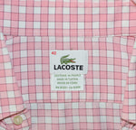 Pink Checkered LACOSTE Long Sleeve Button Down Shirt - 40