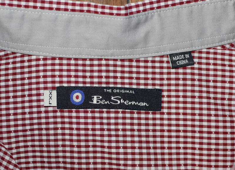Men's Ben Sherman Red Checkered Short Sleeve Button Down - XXL