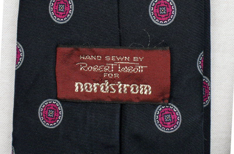 Vintage Robert Talbott for Nordstrom Black & Magenta Geometric Silk Necktie