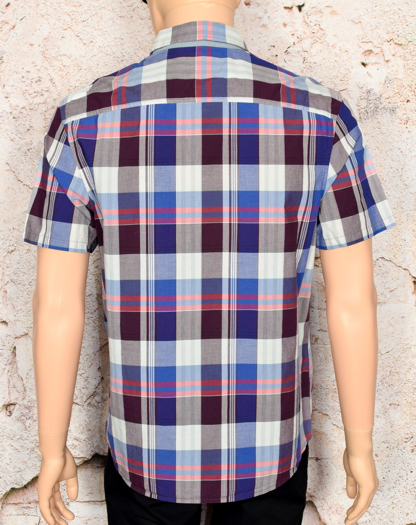 Men's Original Penguin Heritage Slim Fit Blue & Red Plaid Short Sleeve Barrio Boutique Men's Original Penguin Heritage Slim Fit Blue & Red Plaid Short Sleeve Barrio Boutique