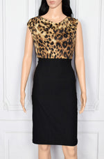 Women's Rock Steady Black/Brown Cheetah Print Wiggle Pencil Pinup Retro Dress - S