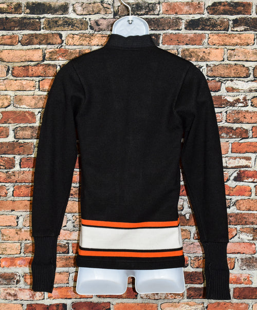 Vintage 90s Black & Orange Wool Letterman Sweater - XS