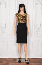 Black/Brown Cheetah Print ROCK STEADY Wiggle Pencil Pinup Retro Dress - S