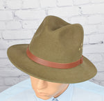 Men's Country Gentleman Green Lite Felt Water Repellant Safari Fedora Hat - Medium