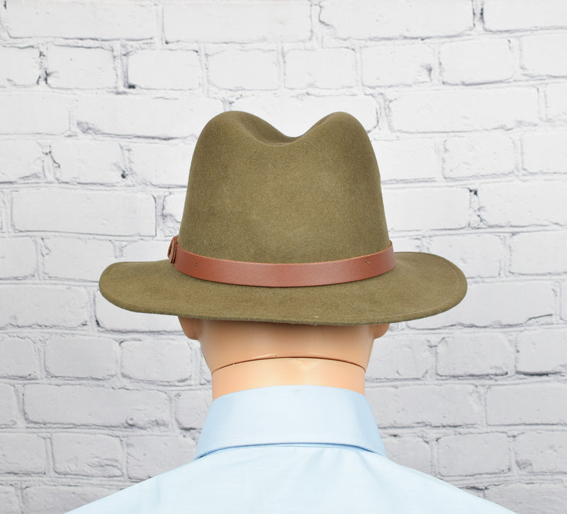 Men's Country Gentleman Green Lite Felt Water Repellant Safari Fedora Hat - Medium