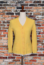 Vintage 90s Yellow Wool/Acrylic MACY'S Cardigan Sweater - L