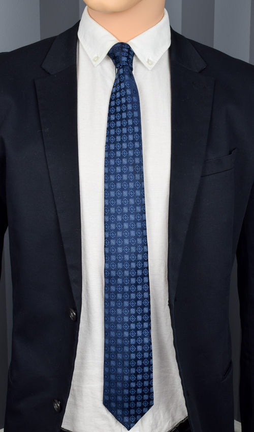Sardegna Dark Blue Geometric Polyester Necktie