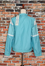 DEADSTOCK - Vintage 90s Turquoise & White GOOLA GONG Zip Up Windbreaker Jacket - M