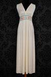 Vintage 70s Ivory JCPENNEY Maxi Nightgown w/ Embroidered Flowers - L