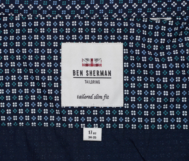 Men's Ben Sherman Dark Blue Floral Long Sleeve Button Up Shirt - 17-1/2