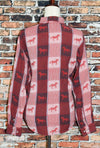 Red & Brown Plaid COWGIRL HARDWARE Flannel Button Up Shirt w/ Horse Detailing