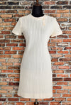 Vintage 60's Cream Colored PLW Polyester Knit Short Sleeve Dress