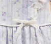 Girl's Vintage White & Purple Striped Floral Short Sleeve Dress