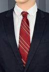 Vintage Oscar de la Renta Red & White Diagonally Striped Necktie
