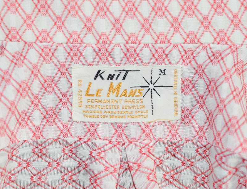 Vintage Knit Le Mans White & Red Button Up Shirt - M